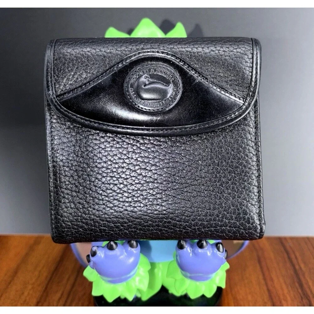 Vintage Dooney & Bourke Wallet Womens Black Leather Bifold Coin Purse Made USA
